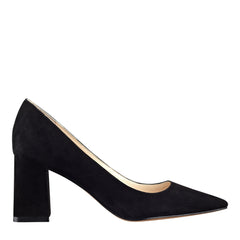 Marc Fisher Zala Block Heel Pointy Toe Pump | Black Suede