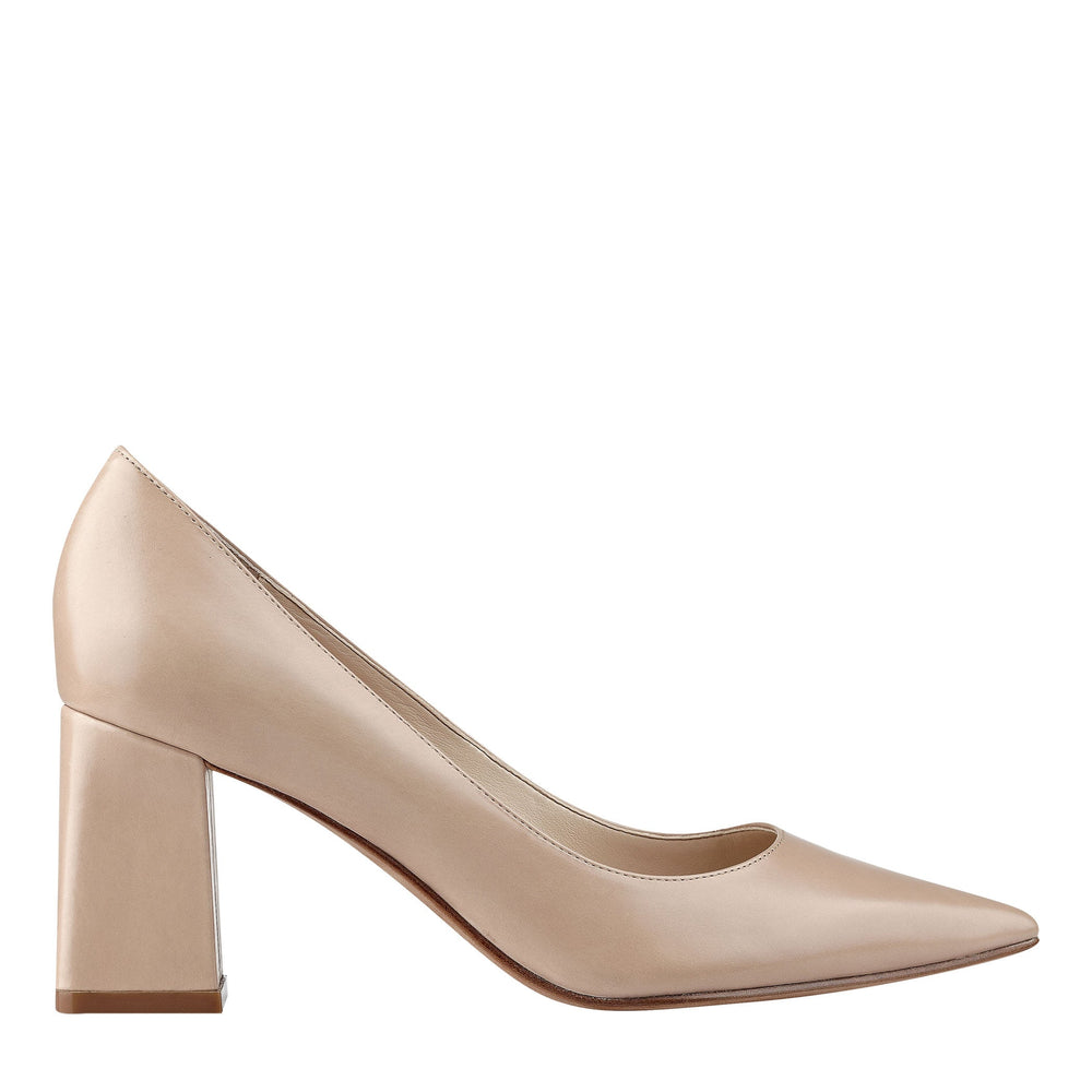 Marc Fisher Zala Block Heel Pointy Toe Pump | Light Natural Leather