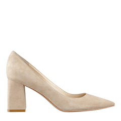 Marc Fisher Zala Block Heel Pointy Toe Pump | Natural Suede