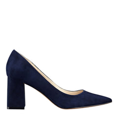 Marc Fisher Zala Block Heel Pointy Toe Pump | NAVY SUEDE