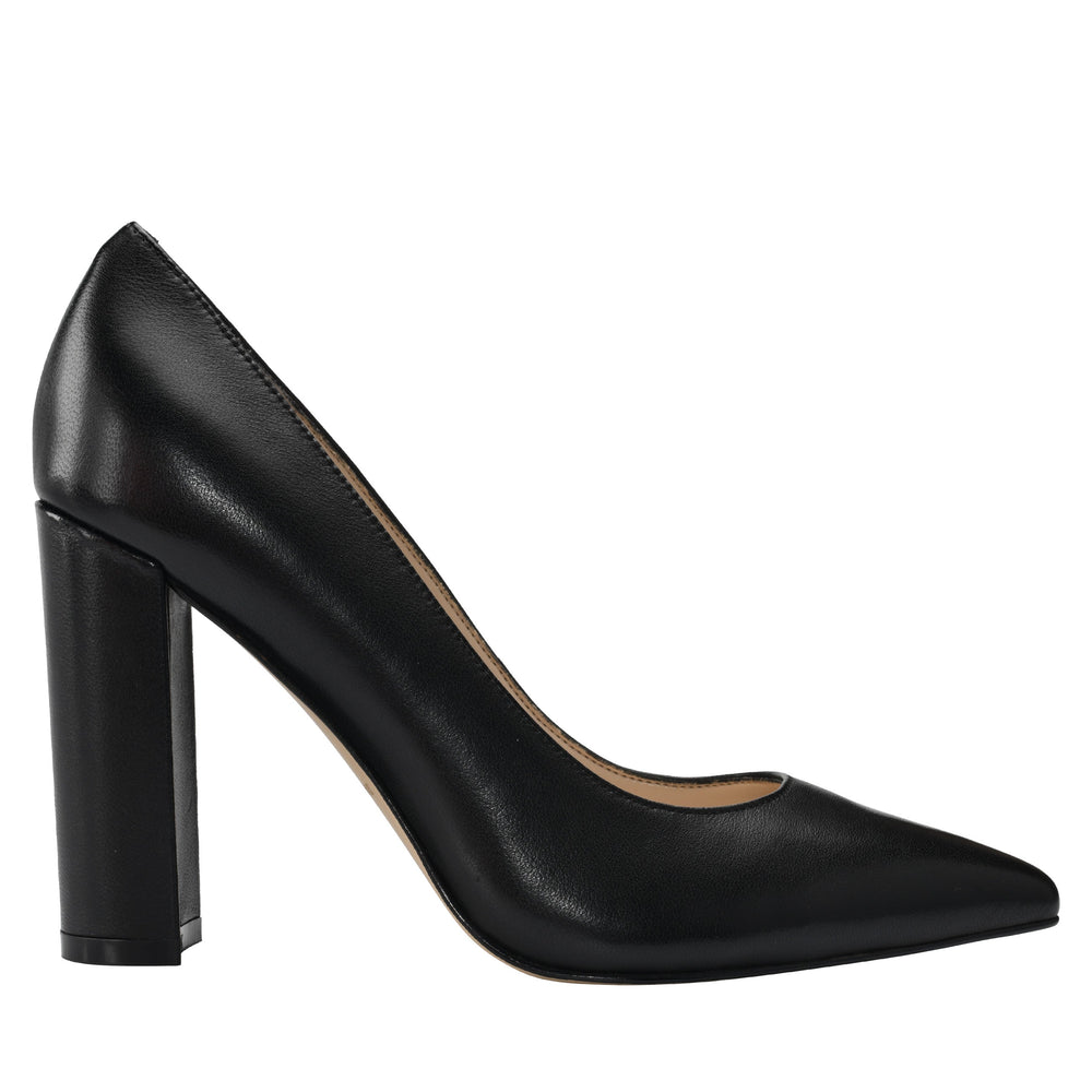 Marc Fisher Abilene Block Heel Pointy Toe Pump | Black Leather