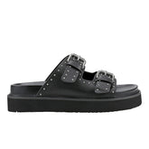 Marc Fisher Agusta Studded Slide Sandal | Black Leather