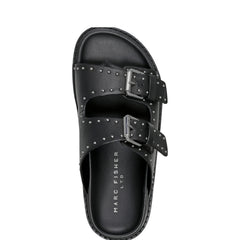 Marc Fisher Agusta Studded Slide Sandal | Black Leather