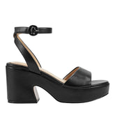 Marc Fisher Razza Block Heel Platform Sandal | Black Leather