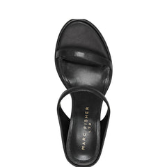 Marc Fisher Alonde Heeled Slide Sandal | Black Leather