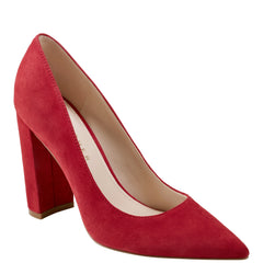 Marc Fisher Abilene Block Heel Pointy Toe Pump | Medium Red Suede