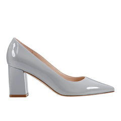 Marc Fisher Zala Block Heel Pointy Toe Pump | Grey Patent Leather