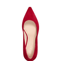 Marc Fisher Zala Block Heel Pointy Toe Pump | Red Suede