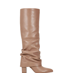 Marc Fisher Lalita Foldover Dress Boot | Light Natural Leather