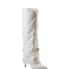 Marc Fisher Nairine Foldover Dress Boot | White Leather