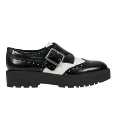 Marc Fisher Remona Monk Strap Loafer | Black/Chic Cream Leather