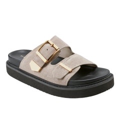 Marc Fisher Amirra Buckle Slide Sandal | Taupe Suede