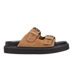 Marc Fisher Agusta Studded Slide Sandal | Light Natural Suede