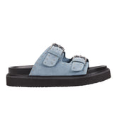Marc Fisher Agusta Studded Slide Sandal | Medium Blue Suede