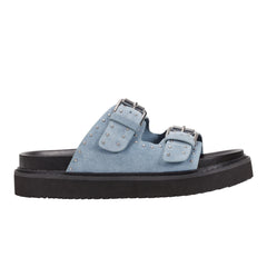 Marc Fisher Agusta Studded Slide Sandal | Medium Blue Suede