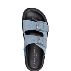 Marc Fisher Agusta Studded Slide Sandal | Medium Blue Suede