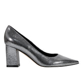 Marc Fisher Zala Block Heel Pointy Toe Pump | Pewter Leather