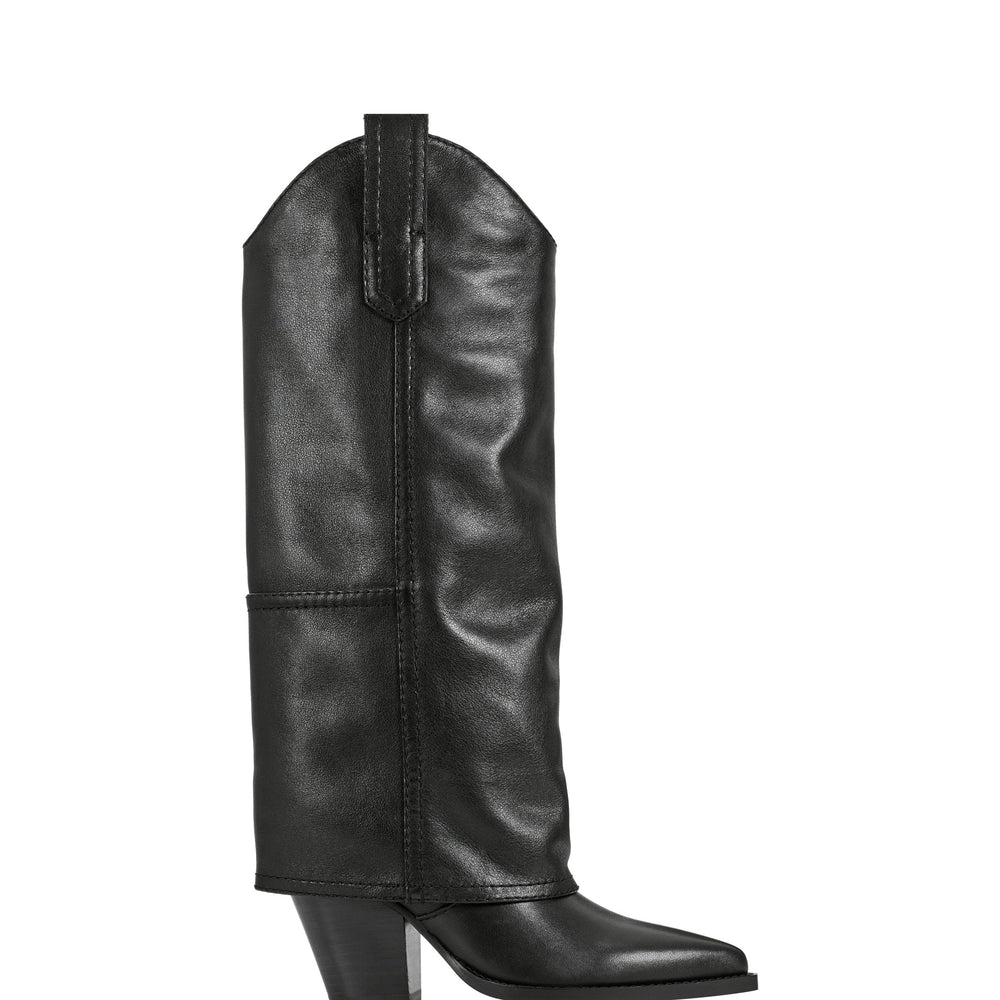 Marc Fisher Harlo Foldover Western Boot | Black Leather