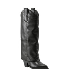 Marc Fisher Harlo Foldover Western Boot | Black Leather