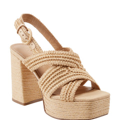 Marc Fisher Caddy Platform Sandal | Natural Raffia