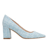 Marc Fisher Zala Block Heel Pointy Toe Pump | Blue Boucle