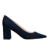 Marc Fisher Zala Block Heel Pointy Toe Pump | Dark Denim