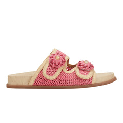 Marc Fisher Valena Woven Footbed Sandal | Pink Raffia