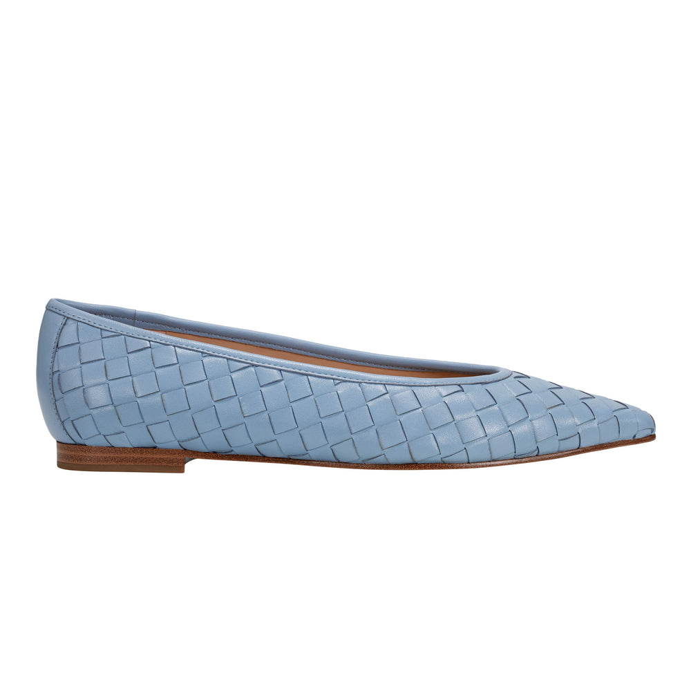 Marc Fisher Damaria Woven Flat | Blue Leather