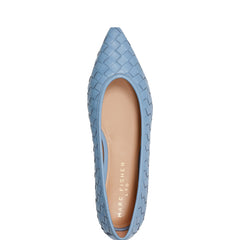 Marc Fisher Damaria Woven Flat | Blue Leather