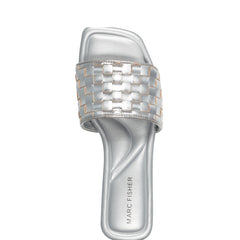 Marc Fisher Lecee Woven Flat Sandal | Silver