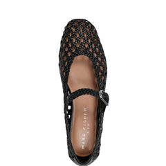 Marc Fisher Evonna Woven Mary Jane Ballet Flat | Black Leather