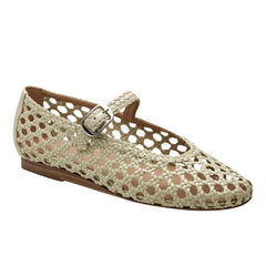 Marc Fisher Evonna Woven Mary Jane Ballet Flat | Chic Cream Leather