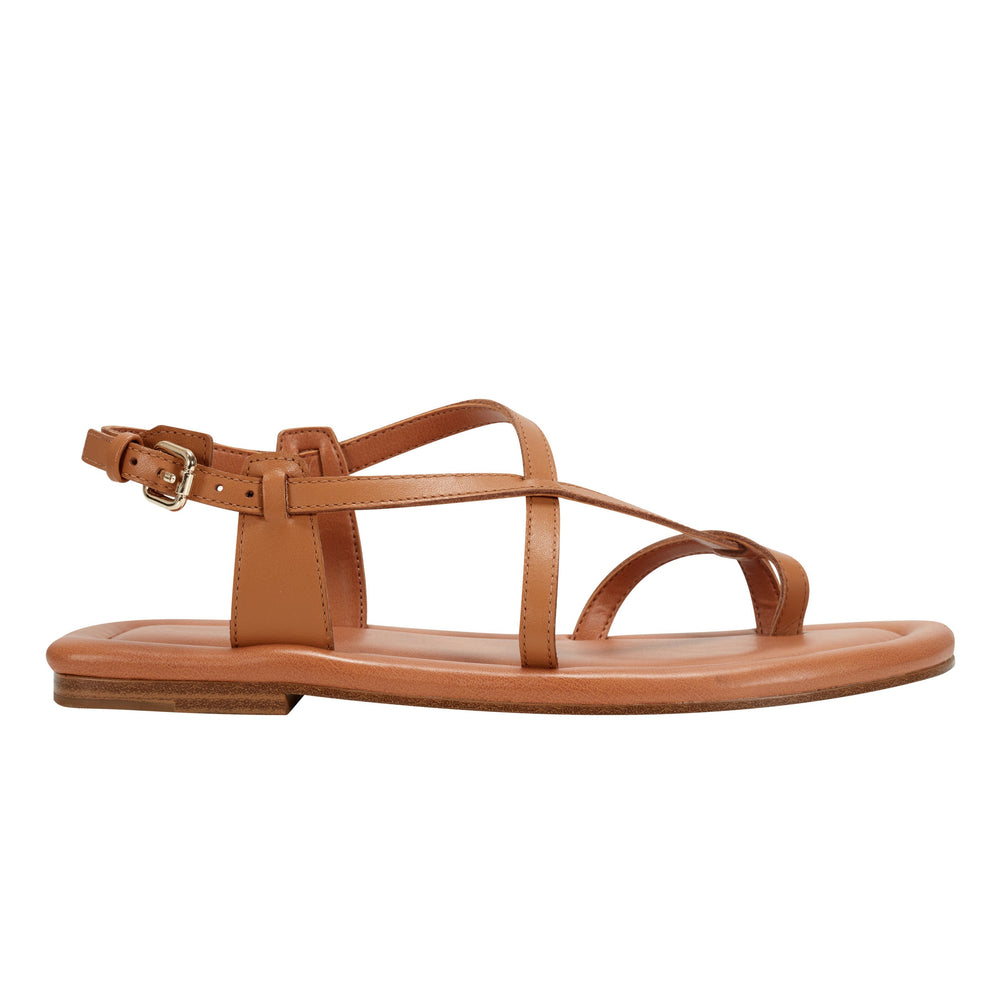 Marc Fisher Gerty Strappy Flat Sandal | Natural Leather
