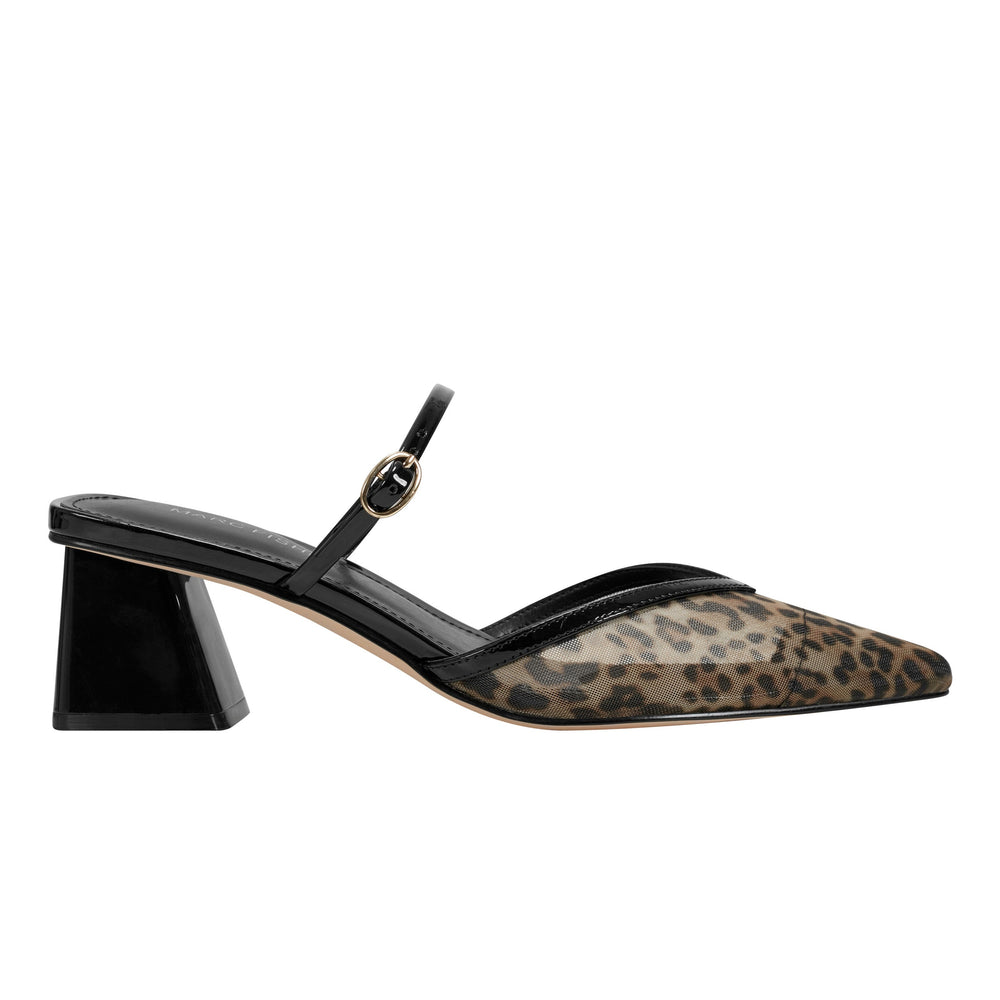 Marc Fisher Lakey Heeled Mule | Leopard Mesh