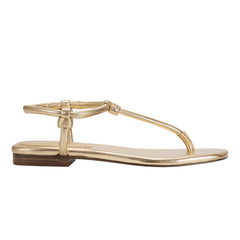 Marc Fisher Maycee Thong Flat Sandal | Gold Leather