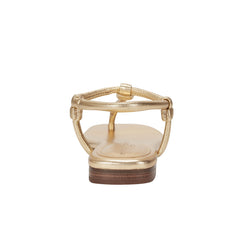 Marc Fisher Maycee Thong Flat Sandal | Gold Leather