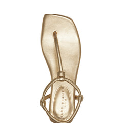 Marc Fisher Maycee Thong Flat Sandal | Gold Leather