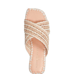 Marc Fisher Nylie Flat Sandal | Natural/White