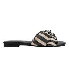 Marc Fisher Orbit Flat Sandal | Black Stripe