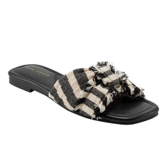 Marc Fisher Orbit Flat Sandal | Black Stripe