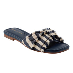 Marc Fisher Orbit Flat Sandal | Navy Stripe