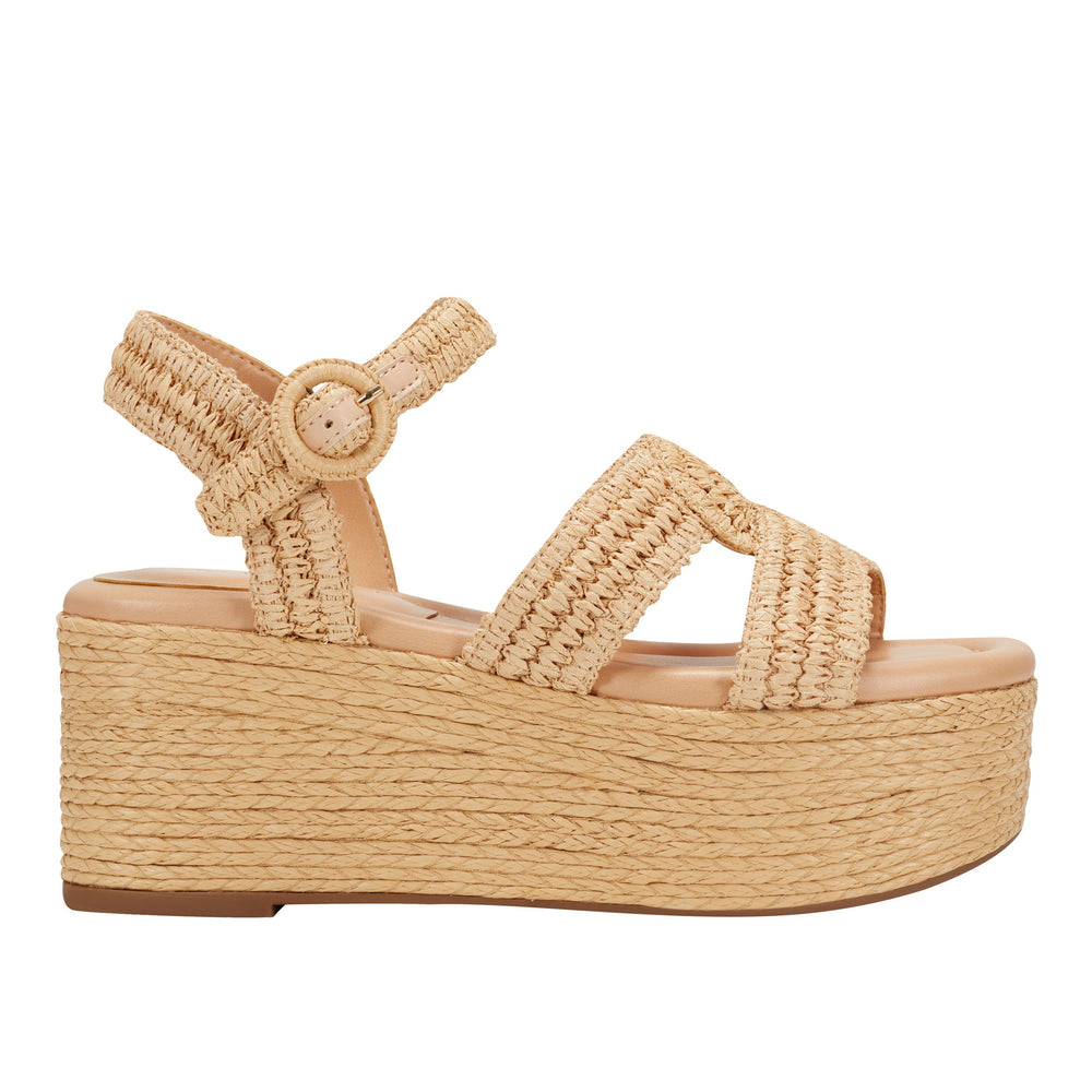 Marc Fisher Payley Platform Wedge Sandal | Natural Raffia