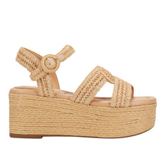 Marc Fisher Payley Platform Wedge Sandal | Natural Raffia
