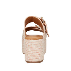 Marc Fisher Poppy Platform Slide Sandal | Light Pink Raffia