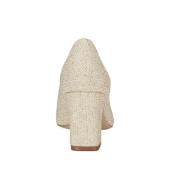 Marc Fisher Zala Block Heel Pointy Toe Pump | Natural Raffia