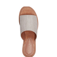 Marc Fisher Grayce Flat Slide Sandal | Light Grey Raffia