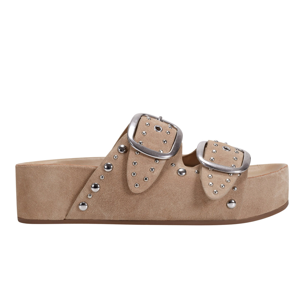 Marc Fisher Sayge Footbed Studded Sandal | Natural Suede