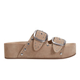 Marc Fisher Sayge Footbed Studded Sandal | Natural Suede