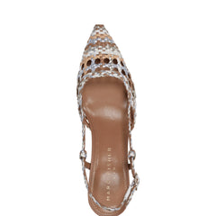 Marc Fisher Zunnie Block Heel Woven Slingback Pump | Natural Multi Leather