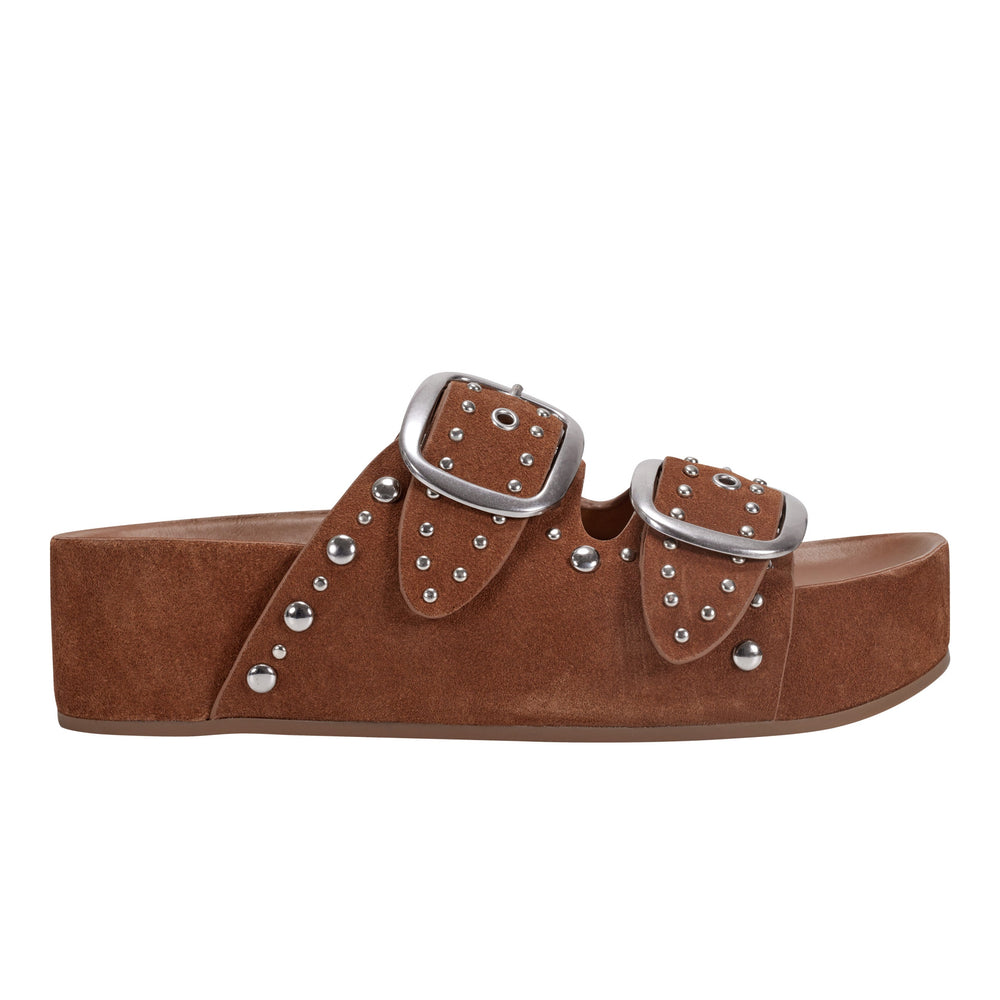 Marc Fisher Sayge Footbed Studded Sandal | Brown Suede